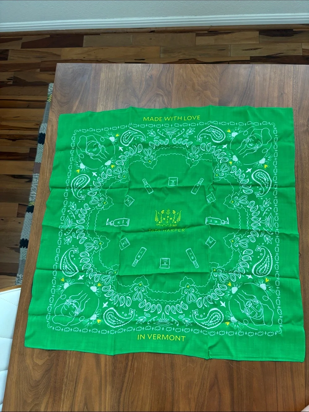 NEW! Tata Harper Cosmetic Pouch Bag & Green Beauty Bandana